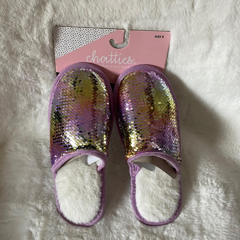 NWT Reversible sequin slippers in pink